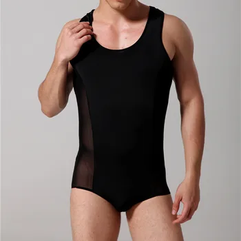 Vyras Undershirts Seksualus Apatiniai Vyrų Tinklinio Ledo Šilko Bodysuit Basic Marškinėliai Gėjų Fitneso Skaidrus Undershirts Bodywear Sleepwear