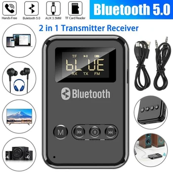 USB Bluetooth 5.0 Siųstuvas, Imtuvo 3D Stereo Muzikos TF Kortelę RCA 3.5 3.5 mm Aux Lizdas TV PC Automobilių Laidinio Ausinės, Garsiakalbiai
