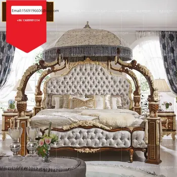 Europos stiliaus dvigulė lova Amerikos medžio masyvo išdrožtos villa prabangių prancūzijos teisme, vestuvių lova neo-klasikinio rėmo lova