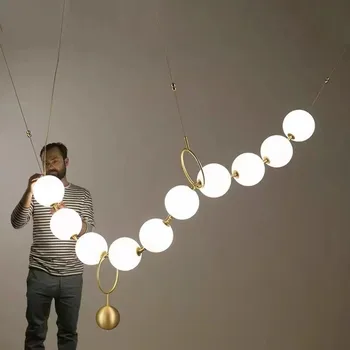 Karoliai LEDPendant Šviesos Postmodernaus Šiaurės stiklo kamuolys sieniniai šviestuvai Kūrybos Karoliai Dizaino Restoranas Decro namų dekoro šviesos