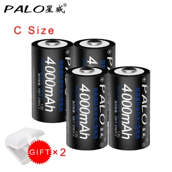 PALO C Dydžio Įkraunamų Baterijų Tipas C LR14 Baterijos 1.2 V NI-MH 4000mAh Žemas Savęs Išleidimo C Baterija Žaislų ar Fotoblykstės