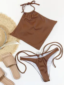 2022 Seksualus apynasrio bandeau bikini komplektas Kratinys string maudymosi kostiumėlį moterų plaukimo kostiumas Aukštos sumažinti maudymosi kostiumėliai, Backless maudymosi kostiumas Naujas