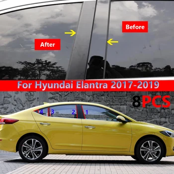 8Pcs Automobilių Šoninio Lango Durų Ramstis Apdaila Pranešimų Lipdukai Hyundai Elantra 2017-2019 accesorios