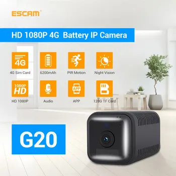 ESCAM G20 2MP, 1080P Full HD Įkrovimo Baterija (akumuliatorius PIR Signalizacijos 4G gyvenimo Sim Kamera, skirta Euro zonos Šalies Saugumo stebėjimo kamerų Stebėti