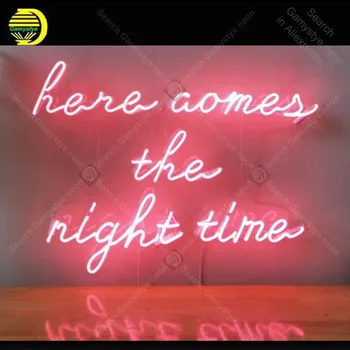 Čia Atvykėlis Naktį, Neoninis Ženklas Stiklinis Vamzdelis, Rankų darbo neoninės šviesos Ženklas, Papuošti Namo kambaryje Windows Portretų Neoninės Lempos Reklamuoti