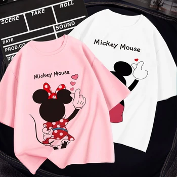 Disney Žavesio Kostiumas Mickey Mouse Minnie Mergaitėms Vasaros Drabužių Spausdinimas marškinėliai Kūdikių Berniukų 2022 Animacinių filmų Mielas Harajuku Lauko Tee