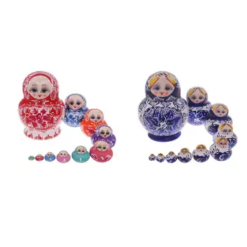 Cute Little Girl rusijos Lizdus Lėlės Krūvas Žaislų 10 Sluoksnių Vaikams Namų Puošybai Patvarus Rankų darbo Gimtadienio dovana Tvirtas