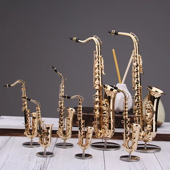 Mini Saksofonas Lėlės Modelio Instrumentas, Metalo Apdaila Gimtadienio Dovana Office Rankų Darbo Kambarį Apdaila