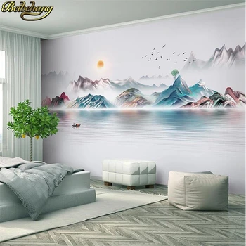 beibehang papel de parede parasala Kinijos rašalo kraštovaizdžio ekrano užsklanda, gyvenamasis kambarys su sofa-lova, TV foną, 3D foto freskos sienos popieriaus