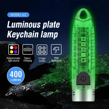 Nešiojamų Key Chain Žibintuvėlis atsparus Vandeniui Multi-funkcinis Tipas-c Įkraunamas LED Stiprios Šviesos Mini Darbo Žibintas
