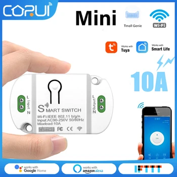 CoRui Tuya Wifi Smart Switch Smart Home 10A Automatikos Modulis Belaidžio ryšio Laikmatis Led Šviesos Smart Gyvenimo PROGRAMĖLĖ Balsas Kontrolės Alexa, Google
