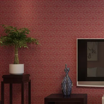 Kinų Stiliaus Klasikinis Tinklelis Raudona Mėlyna Tapetų Ritinį už Miegamojo Kambarį Parduotuvė Viešbutis Fone Dekoro neaustinių Sienos Popieriaus 3D
