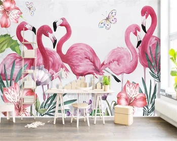 Beibehang Užsakymą tapetai Šiaurės stiliaus flamingo TV foną, sienos popieriaus namų puošybai kambarį miegamasis 3d tapetai, freskos