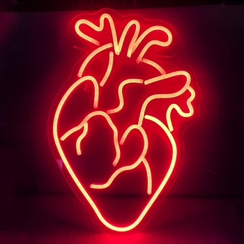 Širdies Neoninės Šviesos, Raudona Širdies Formos Neon Požymiai Led Šviesos Ženklai Papuošalai Namuose Kabo Dovanos, Sienų Dekoras USB Lempa Miegamasis