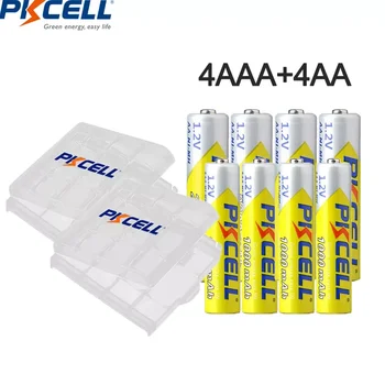 PKCELL 4Pcs 2600mAh AA Įkraunamas Baterijas +4Pcs x AAA tipo Baterijos 1000mAh 1.2 V NI-MH AA ir AAA tipo Akumuliatorius Fotoaparato Žaislas