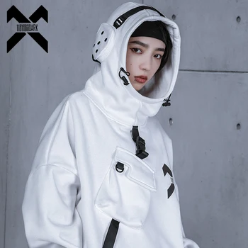11 BYBB TAMSU Harajuku Moterų Hoodie 2022 M. Rudenį Hip-Hop Streetwear Hoodies Palaidinės Astronautas vatos Pagaliukai Puloveriai Techwear