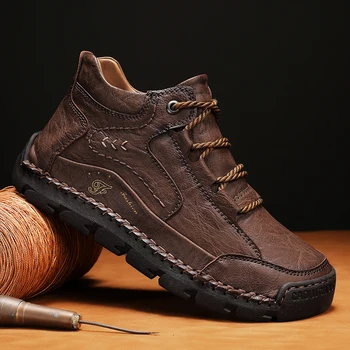 Vaikščiojimo batai viršutinio odos batai vyrų plius dydis 45 išsiplėtusios padidėjo 46 odiniai minkšti padai 47 plataus vadovauja įrankiai batai 48