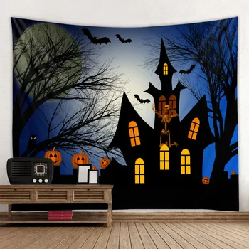 Helovinas 3D Spausdinimo Tapestrying juokinga Stačiakampio formos Namų Dekoro Sienos Kabo Helovinas Šalis sienos kabo stiliaus-3