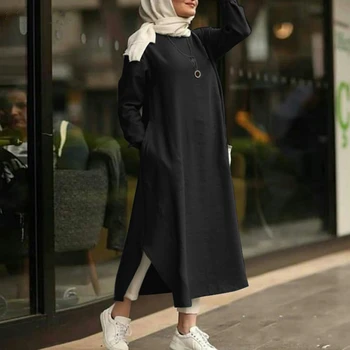 Moterų Mados Derliaus Femme Abaja Turkija Padalinta Lino Amerikos Dubajus Turkija Cardigan Vestidos Skraiste Musulmonų Suknelės, Suknelės Abaja