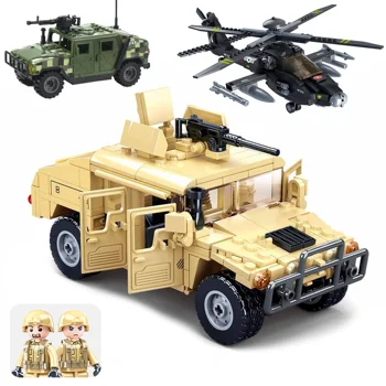 Karinių Transporto priemonių Hummer AH64 JAV Kariuomenės jūrų Pėstininkas SWAT Specialiųjų pajėgų Karys Ginklų modelių Kūrimo Blokų, Plytų, Vaikai, Vaikams, Žaislai