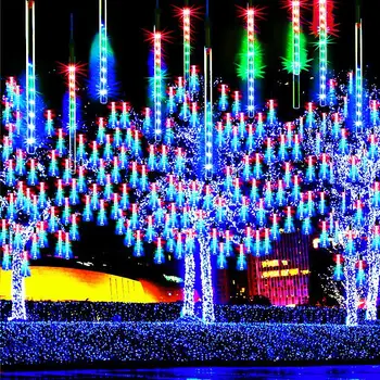 8 Vamzdžių Meteoras Dušas Lietaus LED Pasakų String Šviesos Girliandomis, Kalėdų Papuošalų, Namų Lauko Naujųjų Metų Dekoro Sodas