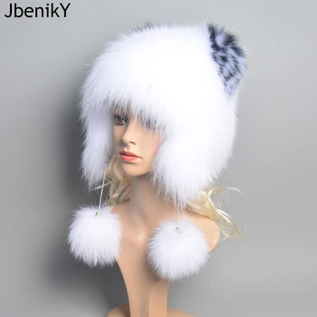 Karšto Pardavimo Moterų Žiemos Prabangos Nekilnojamojo Lapės Kailio Kepurės Megztos Natūralios Lapės Kailio Kepurę Viršuje Natūralaus Lapės Kailio, Ausų Bžūp Originali Fox Fur Bombonešis Skrybėlę