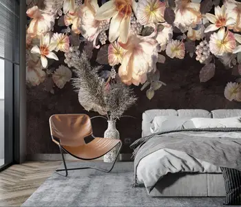 Custom American retro aliejaus tapybai sielovados gėlių tapetai miegamajame sienos, TV foną tapetai, freskos už kambarį