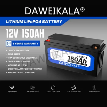 12V 150Ah LiFePO4 Baterija Ličio Geležies Fosfato Baterijos Built-in BMS Saulės Energijos Sistema RV Namas Velkamosiomis Motorinių Tax Free