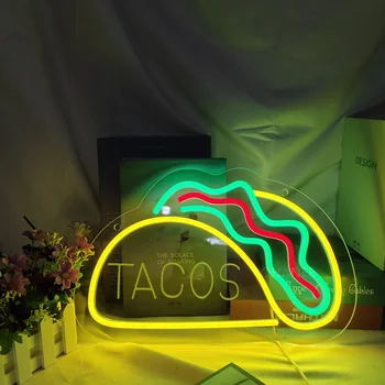 Tacos Pica, Mėsainis Hot Dog Neoninis Ženklas Naktį Šviesos Mėsainiai Sienos Kabo LED Restoranų Burger Shop Dekoras, Šviesos Lemputė Dovanų