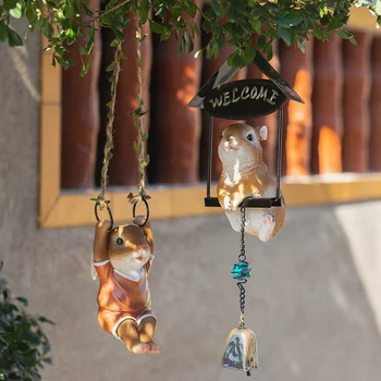 Sodo katytė kabinti apdailos papuošalų kūrybos triušis pakabukas balkonas dervos gyvūnų skulptūros