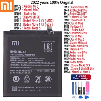 2022 100% Originalus Akumuliatorius Xiaomi Redmi MI5 4C 5X 3 Pastaba 8 Lite 5 4X 4A MI9 5S Plius Sumaišykite 2 6 Pro Max 2 3 8 9s 9 Pro baterijas