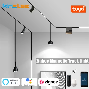 Zigbee Pritemdomi Magnetinių Bėgių Pakabukas Šviesos diodų (LED) WiFi Tuya posūkis Smart Garsiakalbis, Balso Kontrolės Geležinkelių stačiu Kampu, Prožektorius