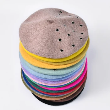 VISROVER tuščiaviduriai moteris vilnos beretė moterų megzti vilnos kepurė pavasarį, rudenį, žiemos skrybėlę vientisos spalvos aukščiausios kokybės Moterys Boina didmeniniams