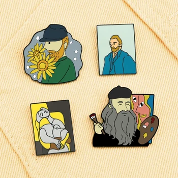 Naujas Animacijos Aliejinių Dažų Sagės Garsaus Tapytojo Van Gogh Picasso Menininkų Emalio, Segtukai, Moterų, Vyrų Džinsai Kailis Atlapas Pin Ženklelis Papuošalai