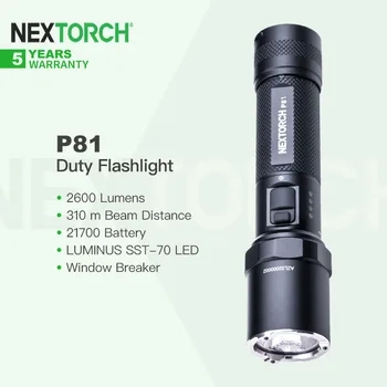 Nextorch P81 Super Šviesus Didelės Galios Muito Žibintuvėlis su Įkraunama 21700 Baterija, 2600LM, 4 LED Indikatoriai savigynos