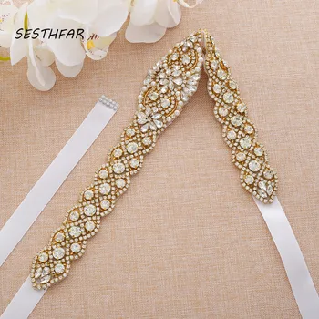 SESTHFAR Nuotakos Diržo Gold Diamond diržo Cirkonio Diržo Rankų Zawalcowany Kristalų Diržas Vestuvių Suknelės