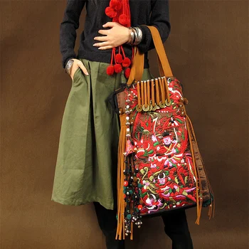Kinijos Bohemijos kelionės Medvilnės, Lino siuvinėjimo Drobė Maišelis Pečių Maišą etninės kuprinę kelionės krepšys Pėsčiųjų krepšys, Pirkinių krepšys
