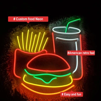 Custom Greito Maisto Neonas Pasirašyti Patalpų, Lauko Mėsainiai Hotdog Picų, Ledų, Kavos LED Reklamos Verslo Ženklai Parduotuvė, Sienų Dekoras