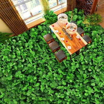 Pasirinktinius Nuotraukų 3D Žaliųjų Augalų Žolės Tapybos Freskos Vonios Kambarį Grindų Plytelės lipnios Vandeniui Lipdukas Tapetai