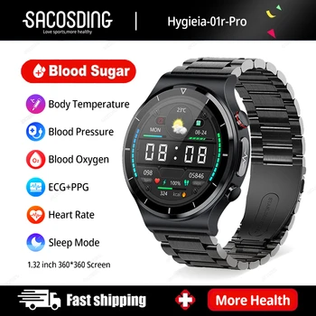 Neskausmingas neinvazinis Kraujo Cukraus Smart Watch Vyrų EKG PPG Bluetooth Žiūrėti Sveikata Kraujo Spaudimas Sporto Smartwatch GlucometerWatch