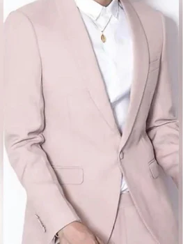 Vestuvių Kostiumai Vyrams Šiuolaikinės vyriški Kostiumai Vestuvėms Vyrų Socialinės Kostiumas Slim Pink Švarkas Drabužiai