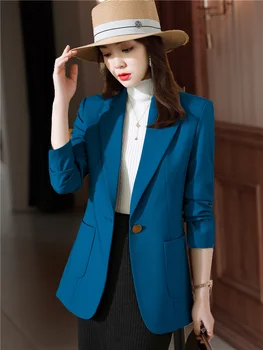 Korėjos Versija Mados Mėlynas Kostiumas Striukė Moterų Vakarų Suknelė Elegantiškas Atsitiktinis Aukštos kokybės Moterų Prarasti Švarkas Prašmatnus Viršūnių ir Liemenes