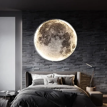 Kūrybinės Visatos Mėnulis Sienos Lempos, Miegamojo Šiuolaikinio Gyvenimo Kambario Naktiniai Led Žemės Liustra Laiptai Eilėje Sienelės Fono Šviesa