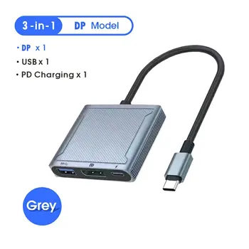 Tipas-c HUB USB C Iki 3 IN 1 Konverteris Galvos 4K USB 3.0 PD Greito Įkrovimo Smart Adapter MacBook