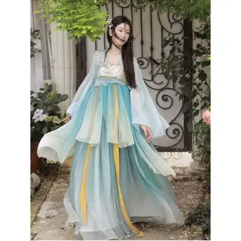 Kinų Stiliaus Hanfu Suknelė Nustatyti Moterų Derliaus Elegantiškas Gėlių Siuvinėjimas Pasakų Šokių Scenos Kostiumai Moterų Saldus Princesė Komplektai