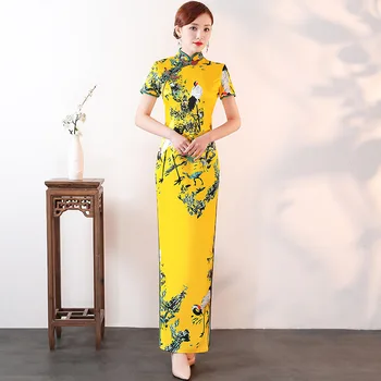 Seksualus Šalis Ilgai Cheongsam Tradicinių Kinijos Stiliaus Qipao Skraiste Rytų Moterų Elegantiškas vakarinę Suknelę Vestido Plius Dydis S-5XL