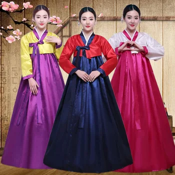 Pakaian Tradisional Korėja Hanbok Suknelė untuk Wanita Istana Kuno Jubah Leher V Nasional Kinerja Kimono Yukata Asien Gaya