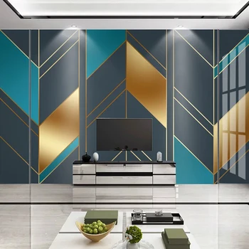 Custom 3D Sienų Tapetai Sienos Šiuolaikinės Geometrinis Modelis Gyvenamasis Kambarys su Sofa-lova, TV Foną Sienų Tapybą Sienų Dokumentai Namų Dekoro