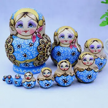 10vnt/set Medienos rusijos Lizdus Lėlės Kūrybos Kalėdų Dovanos Mergaitėms, Žaislai Tradicinių Matryoshka Lėlės Namų Puošybai Lėlės
