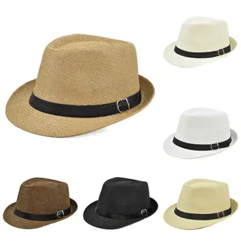 Šiaudų Panama Kepurė Vyrams, Moterims, Kaubojus Fedora Skrybėlę Vasaros Beach Sun Bžūp Platus Kraštų Mada Aksesuarai
